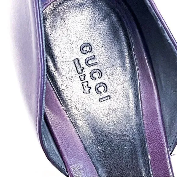 🍋 Gucci • Purple Leather Horsebit D’Orsay Peep Toe Heels w/Dust Bag Size 41EU